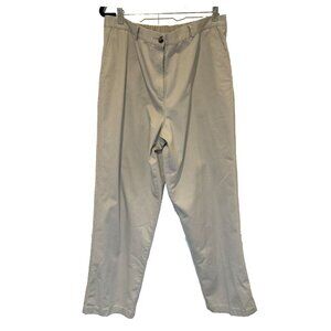 LL‎ Bean Womens Pants 18 Khaki Beige Tan Stretch Waist Flat Front Original Fit